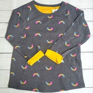Cat & Jack Gray Think Long Sleeve Shirt w/Rainbows & Yellow Cuffs Size L (10-12)